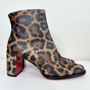 Christian Louboutin Adoxa Ankle Boots Size 36 Leopard Print Booties NEW